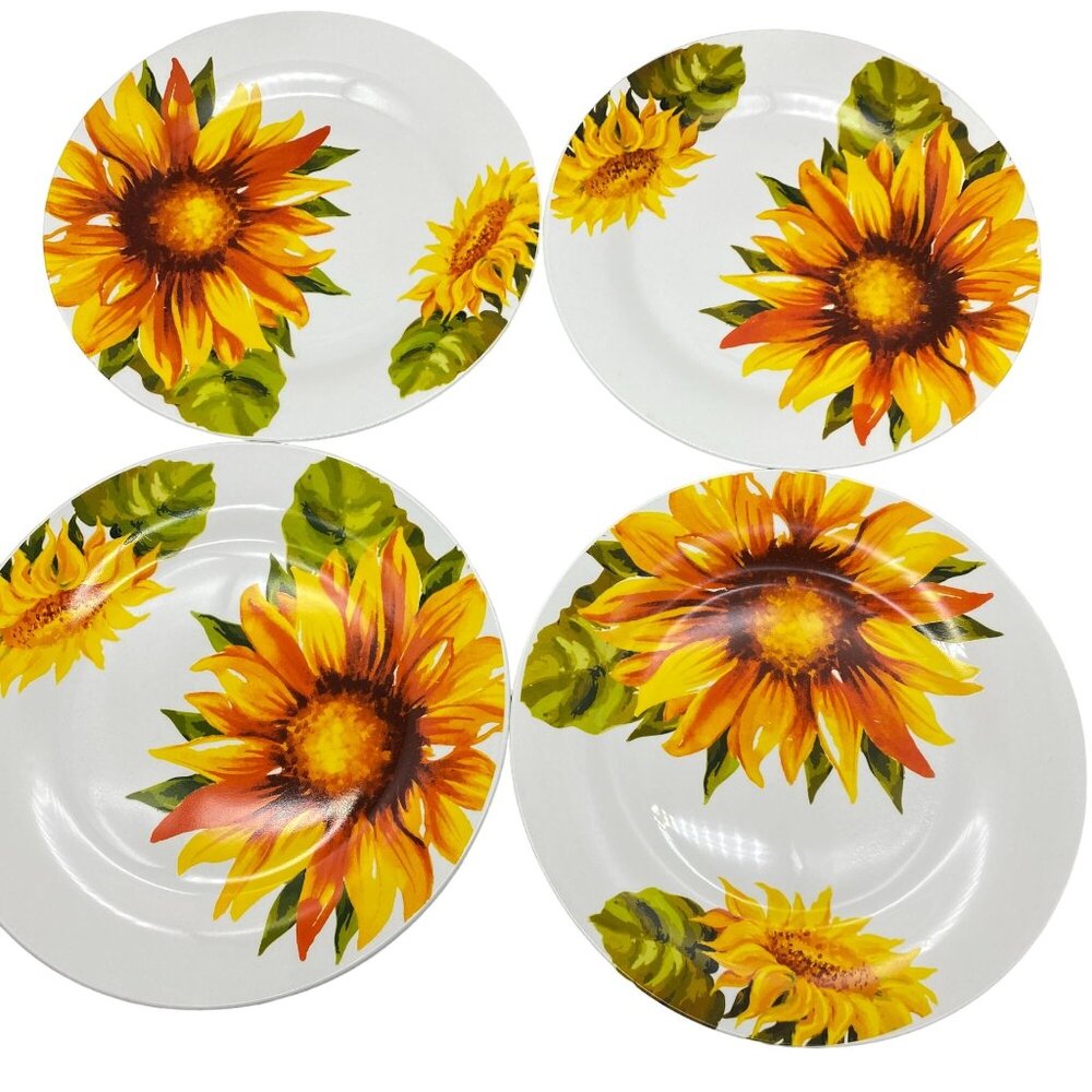 Royal Norfolk Sunflower‎ Dinner Plates 10.5" floral summer lake beach house